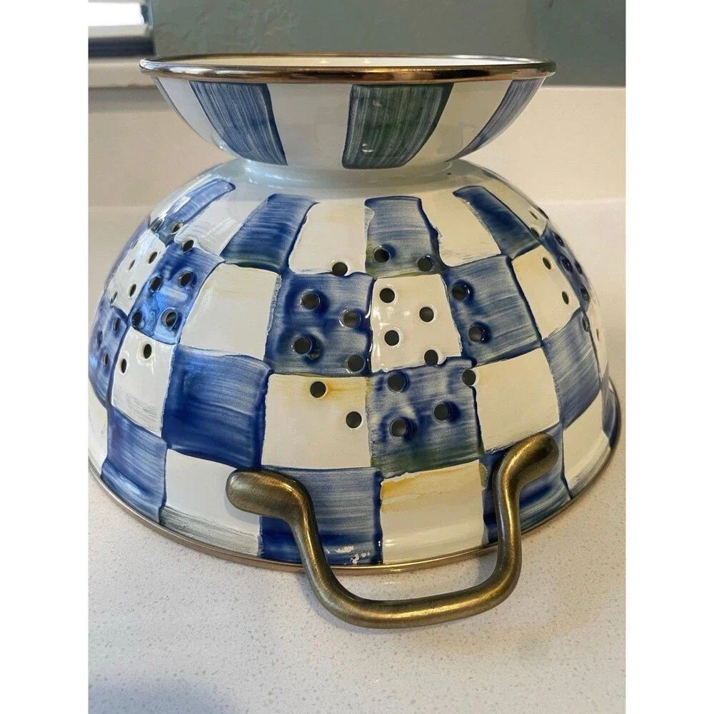 MacKenzie Childs Royal Blue Large  Colander *New
